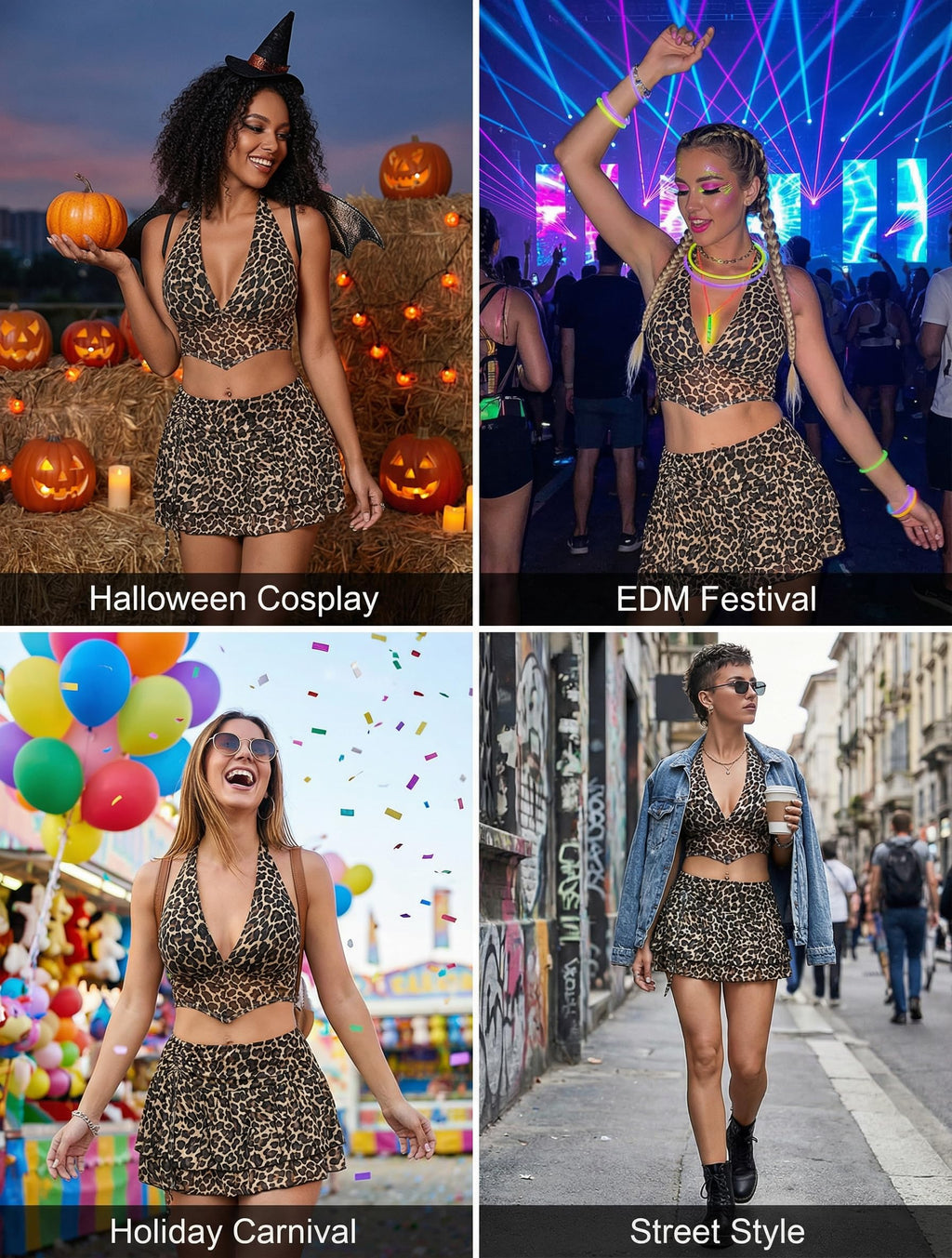 Avidlove Women‘s Mini Skirt Set Sexy Y2K Mesh Halter V Neck Crop Tops Mirco Ruffle Skirts 2 Piece Rave Festival Outfits S-XXL